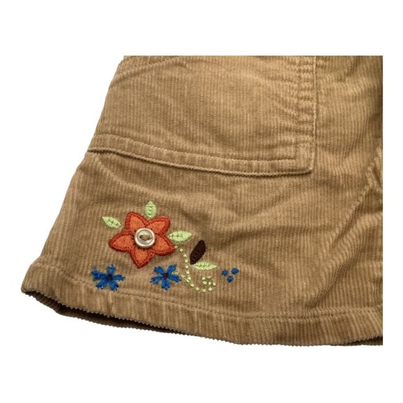 Koala Kids Baby Girl Corduroy Skirt 12M With Floral Embroidery & Pockets Brown - Picture 5 of 11